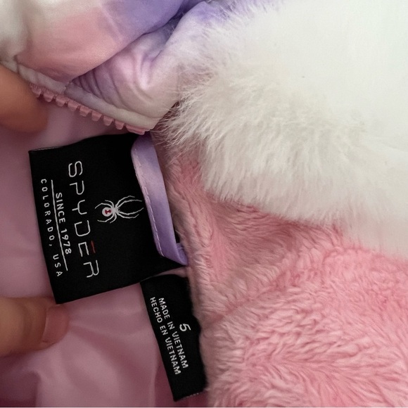 Spyder Kids Purple and Pink Tie-Dye Puffer Jacket - Picture 8 of 11
